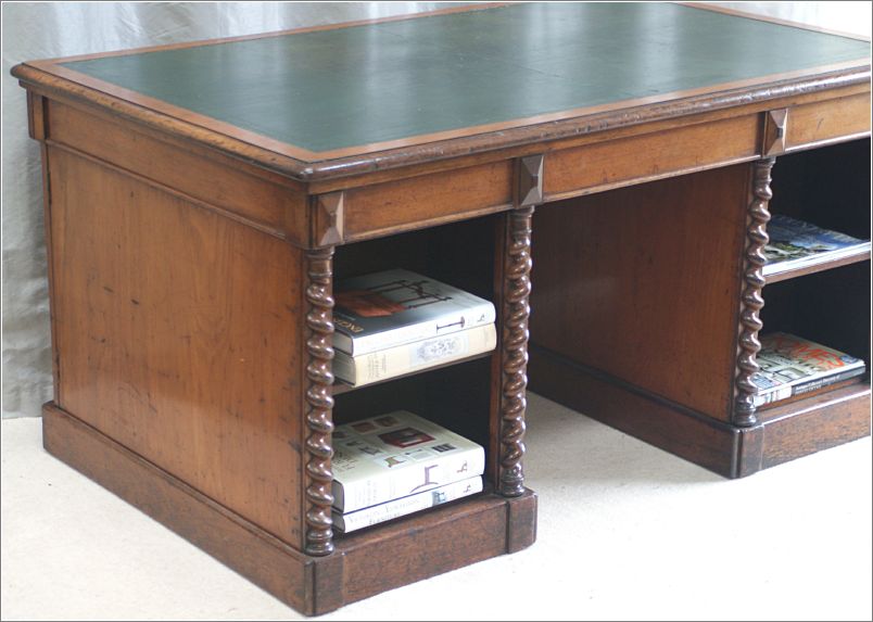 1029 Antique Walnut Pedestal Desk (8)